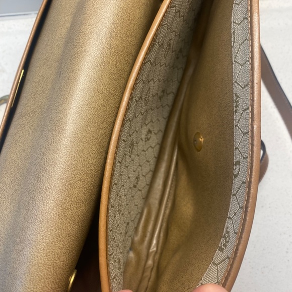 Vintage CHRISTIAN DIOR Crossbody Shoulder Bag Gold HW Brown Leather - Picture 9 of 12